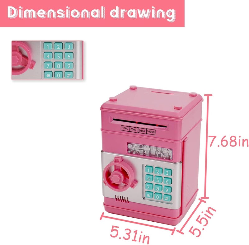 Mini ATM Savings Piggy Banks Toys for Real Money Save for Kids Girls Boys Adults, Electronic ATM Machine Coin Bank Money Saver Digital Password, Cash Safe Box Gifts for Children (Multicolor) - Image 3