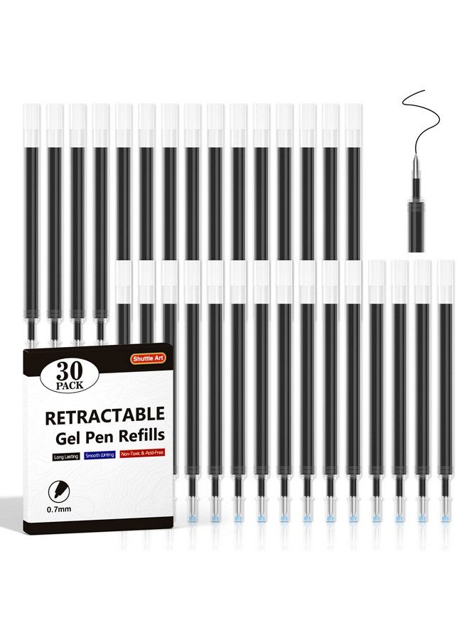 شاتل أرت أقلام جل قابلة لإعادة التعبئة، مجموعة من 30 قلم جل أسود من Shuttle Art، مجموعة كبيرة، برأس رفيع 0.7 مم للكتابة اليومية وتدوين الملاحظات والمدرسة والمكتب والمنزل - Image 1