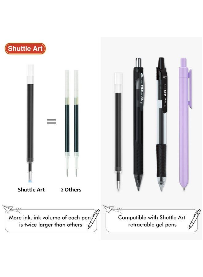 شاتل أرت أقلام جل قابلة لإعادة التعبئة، مجموعة من 30 قلم جل أسود من Shuttle Art، مجموعة كبيرة، برأس رفيع 0.7 مم للكتابة اليومية وتدوين الملاحظات والمدرسة والمكتب والمنزل - Image 3