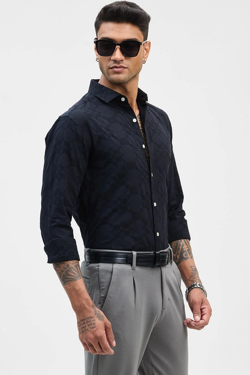 سنيتش قميص أسود بتصميم ذاتي بقصة ضيقة