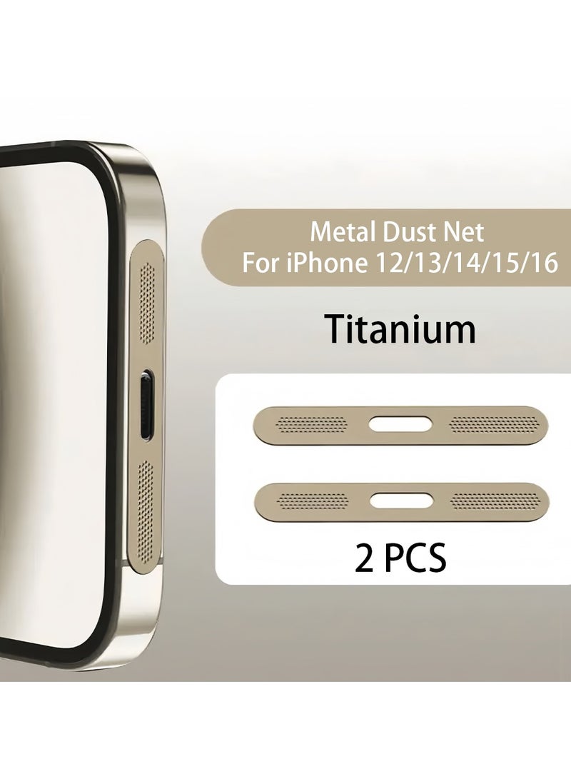 Gold 2-piece headphone speaker net suitable for iPhone 12 series/iPhone 13 series/iPhone 14 series/iPhone 15 series/iPhone 16 series dust cover protective cover  - Image 2