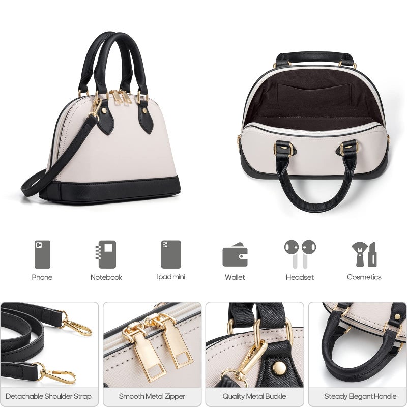 Bagsure 4PCS Women Fashion Handbags Purses Wallet Shoulder Bags Casual Tote Bag Crossbody Bags, Handbag Set Gift for Ladies Girls (Black/White-b) - Image 5