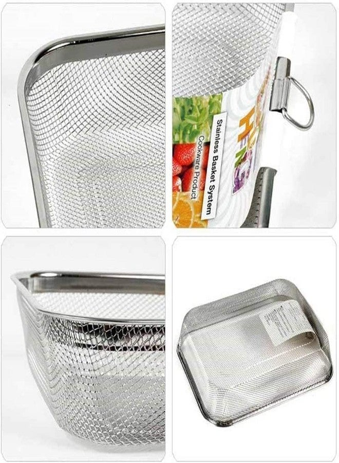 KITDAO KITCHENDAO Drain Basket Steel Big Drip Tray Kitchen Drying Stand Mesh Sink Rectangle Basket Mesh Fruits, Vegetable, Drainer Washer (Pack of 1) - Image 2