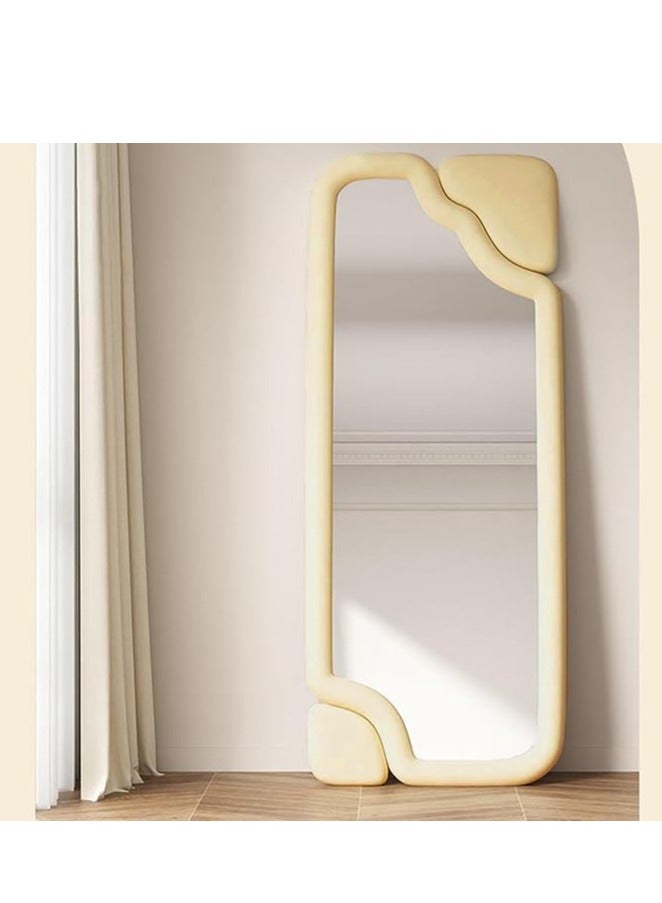 Vparty 60x160 cm Full-Length Rectangular Mirror with Flannel-Wrapped Wooden Frame, Versatile Floor and Wall Mirror, Elegant Full Body Decorative Mirror for Bedroom, Living Room, Entryway, Modern Home Décor, Stylish Leaning or Standing Design  - Image 3