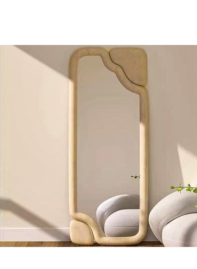 Vparty 60x160 cm Full-Length Rectangular Mirror with Flannel-Wrapped Wooden Frame, Versatile Floor and Wall Mirror, Elegant Full Body Decorative Mirror for Bedroom, Living Room, Entryway, Modern Home Décor, Stylish Leaning or Standing Design  - Image 4