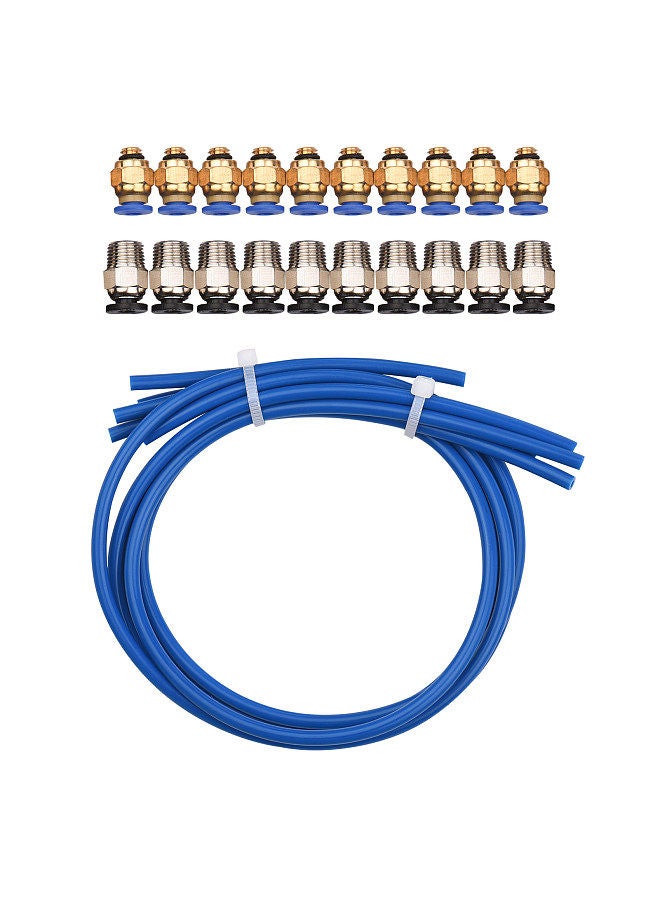3D Printer Kit PTFE Tubing Hose Pipe 5Pieces with 10 Pieces PC4-M6 Fittings and 10 Pieces PC4-M10 Fitting Connector for 3D Printer 1.75mm Filament  - Image 1