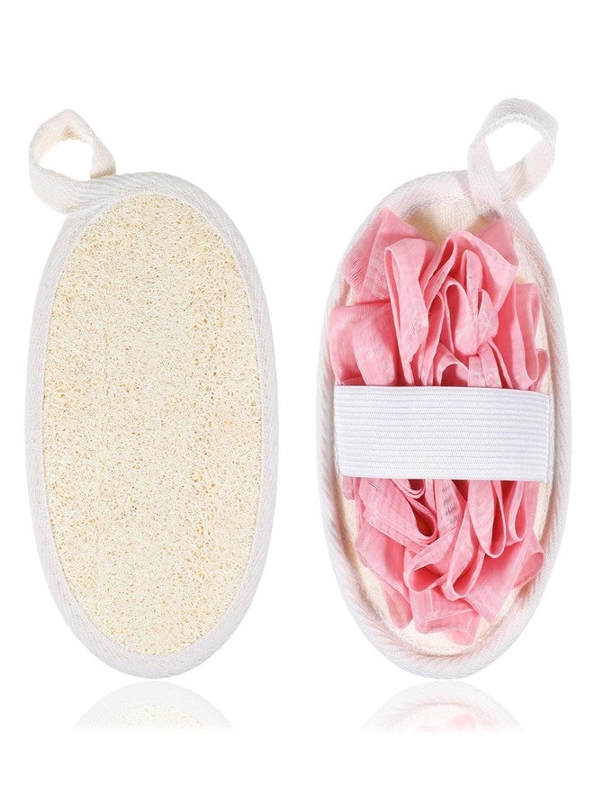 Jeffdad جيفداد 2 قطع إسفنجة لوفا طبيعية، مقشر جسم ممتاز للنساء والرجال، مثالي للاستحمام، مثالي للتقشير والتنظيف والعناية اللطيفة بالبشرة (وردي) - Image 1