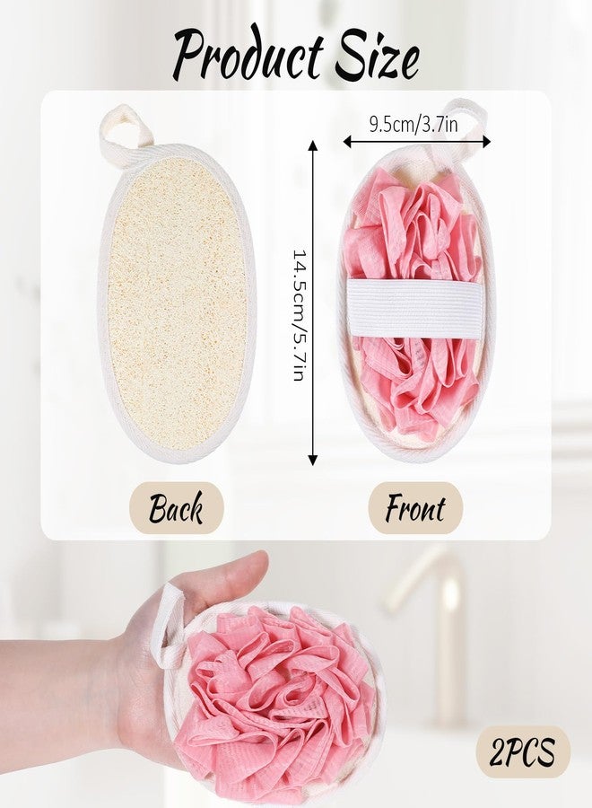 Jeffdad جيفداد 2 قطع إسفنجة لوفا طبيعية، مقشر جسم ممتاز للنساء والرجال، مثالي للاستحمام، مثالي للتقشير والتنظيف والعناية اللطيفة بالبشرة (وردي) - Image 2