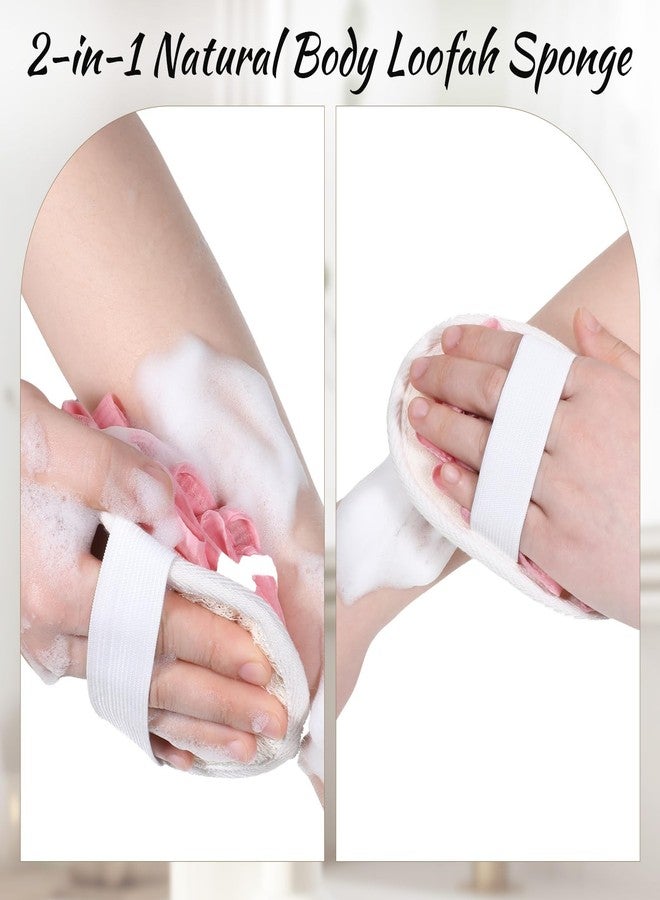 Jeffdad جيفداد 2 قطع إسفنجة لوفا طبيعية، مقشر جسم ممتاز للنساء والرجال، مثالي للاستحمام، مثالي للتقشير والتنظيف والعناية اللطيفة بالبشرة (وردي) - Image 5