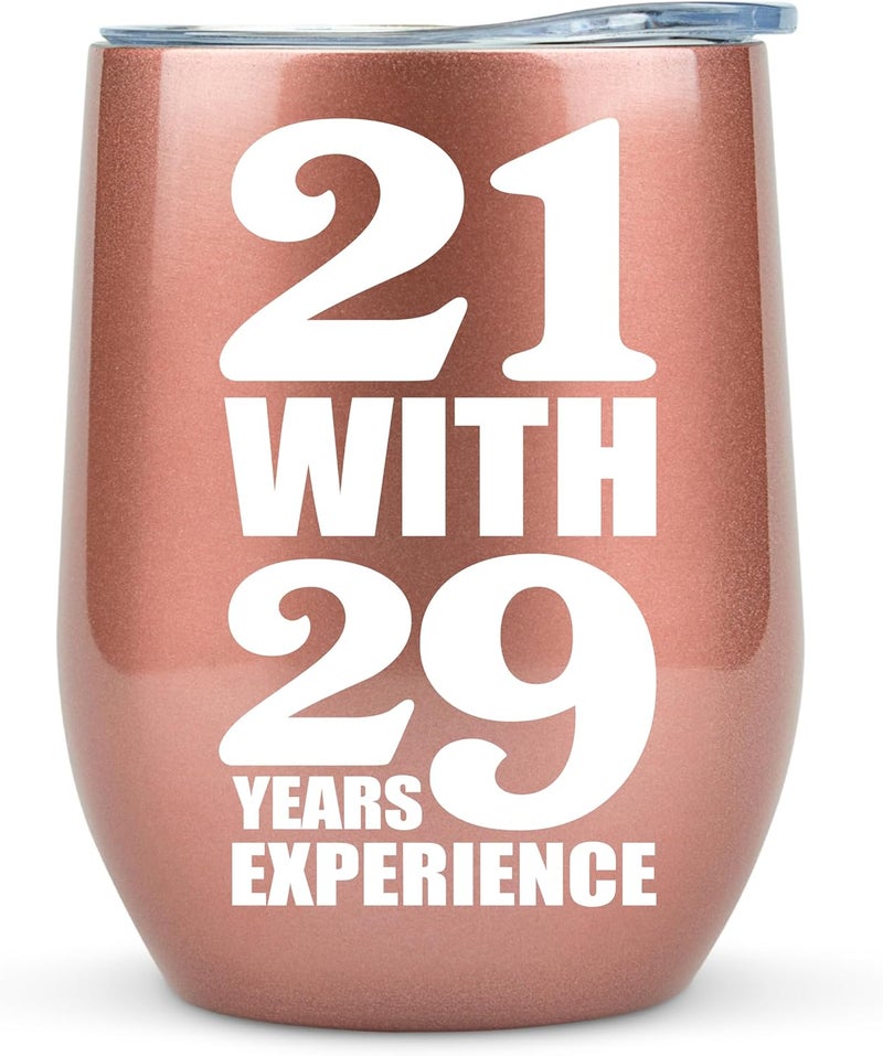 KLUBI 50th Birthday Gifts for Women Funny - 12 Ounce 21 with 29 years Experience Wine Glass 50th Birthday Gifts for Her, 50 Year Old Gift, 1975 Birthday Gifts For Women Turning 50 - Image 1