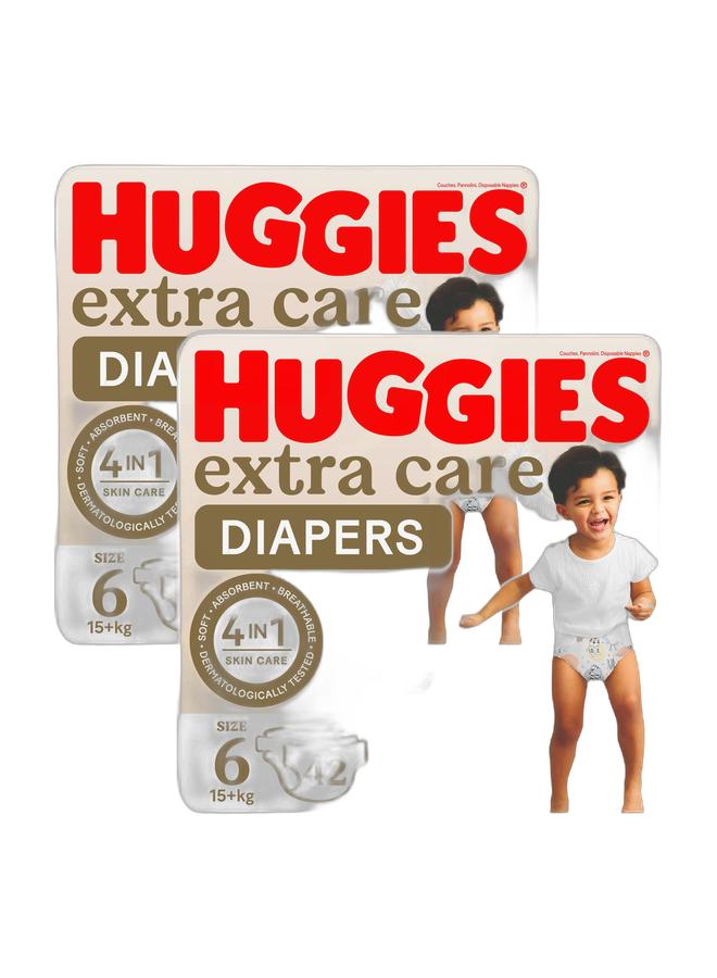 HUGGIES حزمة جامبو 84 حفاضات حجم 6 15+ كجم - عبوة من 2 (42 × 2) - Image 1