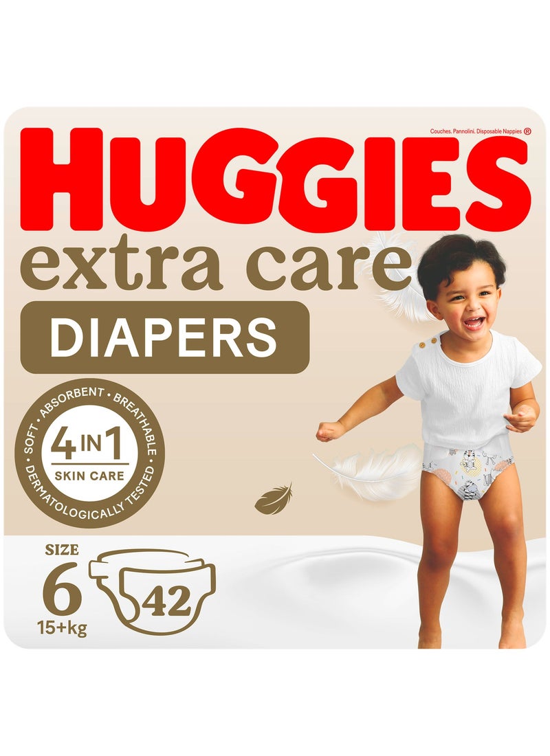 HUGGIES حزمة جامبو 84 حفاضات حجم 6 15+ كجم - عبوة من 2 (42 × 2) - Image 2