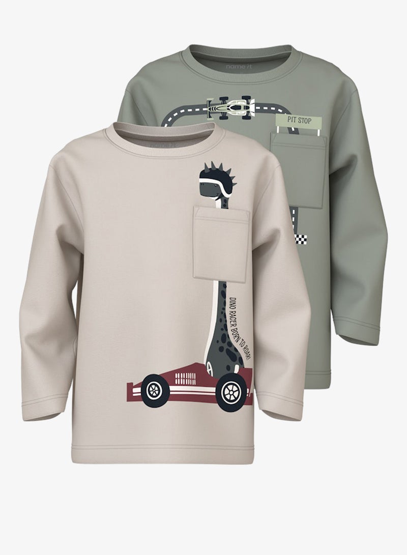 NAME IT Kids 2 Pack Of Printed Crew Neck T-Shirt - Image 1