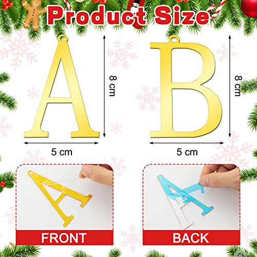 Jetec 26 Pieces Christmas Stocking Tags Letter Cutout Initial Ornaments Personalized Farmhouse Hanging Name Tags for Christmas Rustic DecorGoldAcrylic - Image 3