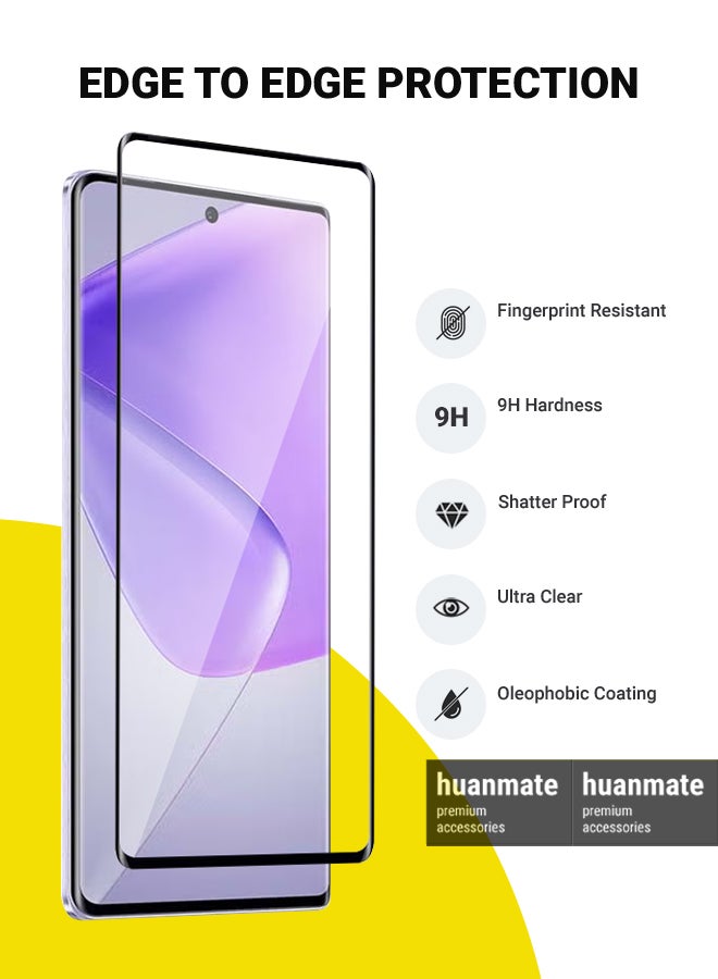 huanmate 2 Pieces Infinix Hot 50 Pro Plus Screen Protector – Premium Edge to Edge Tempered Glass, High Transparency, Delicate Touch, Anti-Explosion, Smooth Arc Edges, Easy Installation - Image 2