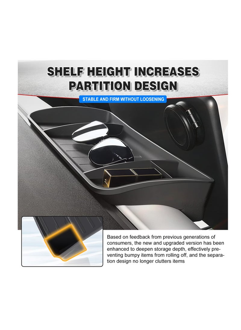 Excefore - 2023 New Upgraded Tesla Model 3/Y Center Console Organizer Tray Accessories, Screen Rear Storage Box Dashboard Hidden Tray Non-Slip Sunglasses Holder Interior Accessories, Black - Image 1
