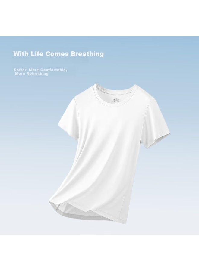 Don't speak Casual Sun Protection Quick-drying Women's Summer Fitness Running T-shirt Loose Yoga Short Sleeve Breathable Top Creamy Purple L - Image 2