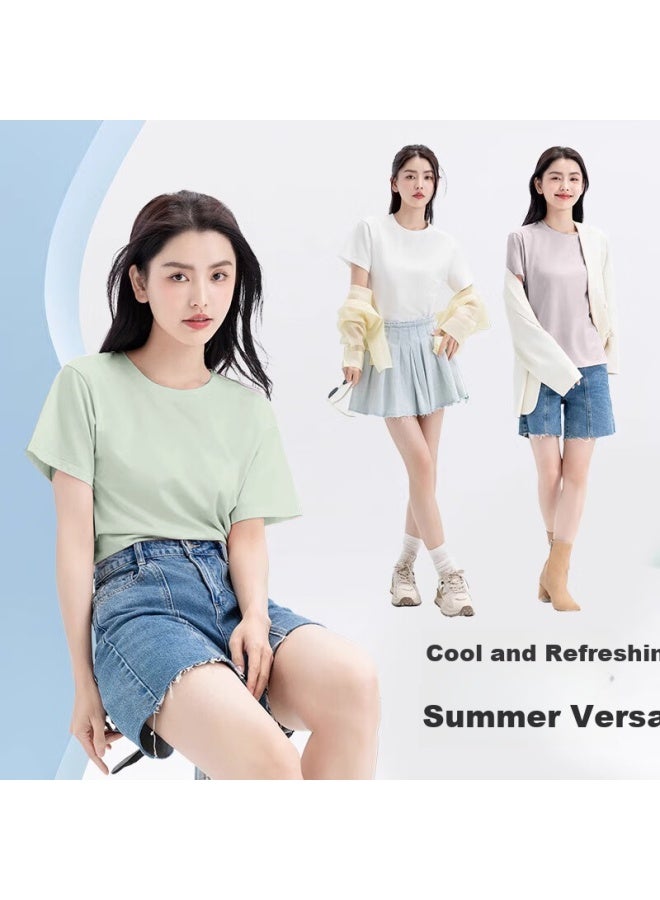 Don't speak Casual Sun Protection Quick-drying Women's Summer Fitness Running T-shirt Loose Yoga Short Sleeve Breathable Top Creamy Purple L - Image 3