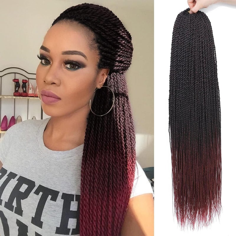 MOSINA Red Crochet Hair For Women Senegalese Twist Crochet Hair 18 Inch Pre Looped Professional Synthetic Braiding Hair 8 Packs Twist Hair 35 StrandsPack 18 Inch 1BBUG