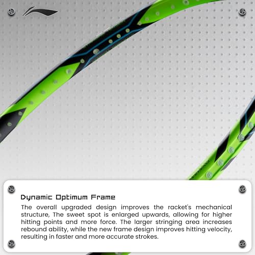 Li-Ning Carbon Fibre G-Force 8200 Extra Strong Unstrung Badminton Racket with Full Cover | 3U | Maximum Tension ? 35 Lbs (Black/Lime Green) - Image 5