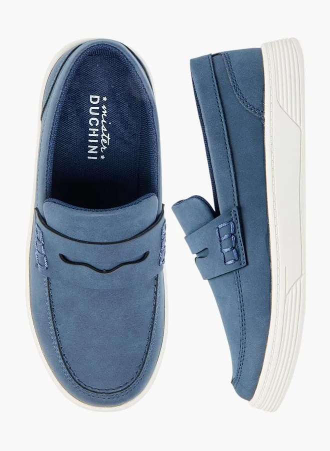 Mister Duchini Boys Solid Slip-On Loafers With Cutout Detail