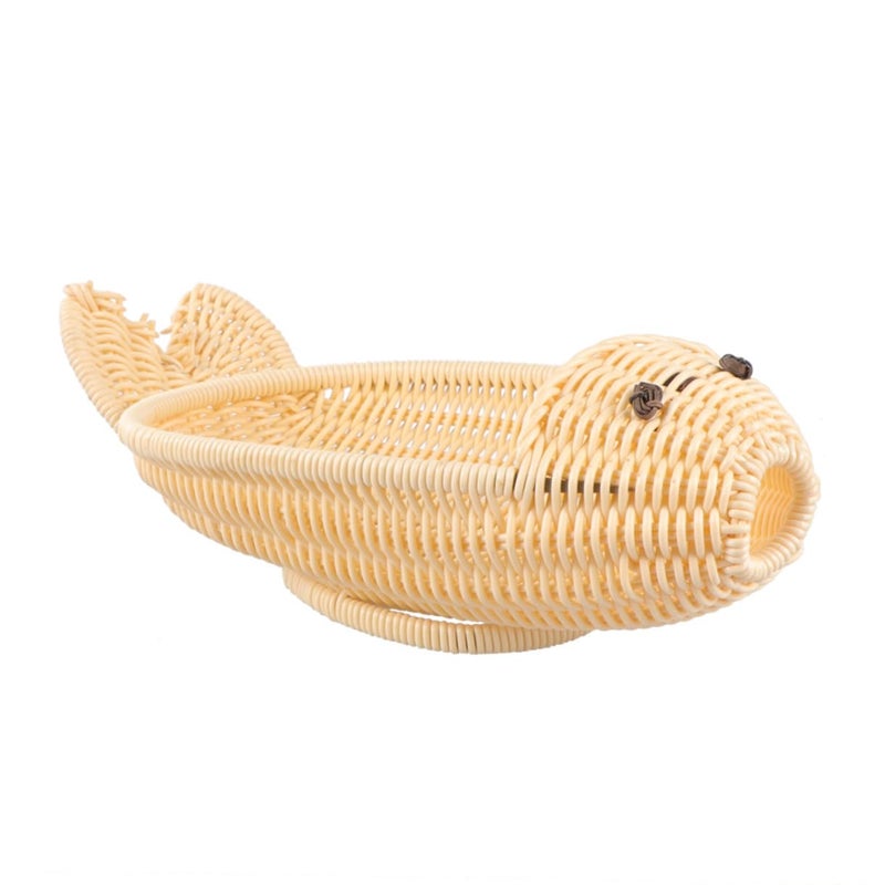 Fish Shape Storage Basket Simulated Rattan Fruit Snack Basket Natural Color - Image 5