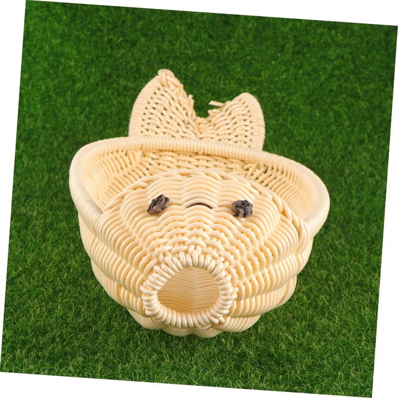 Fish Shape Storage Basket Simulated Rattan Fruit Snack Basket Natural Color - Image 3