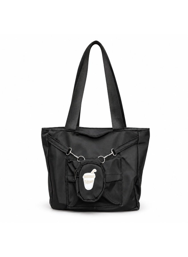 Women’s Tote Bag with Top Zipper, Multiple Front Pockets, Detachable Mini Purse and Wide Shoulder Straps - Image 2