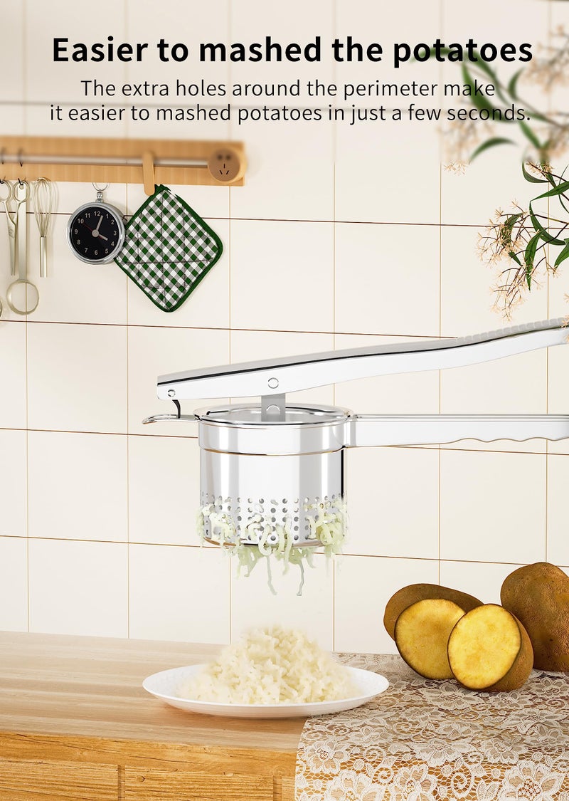 GloTika Large 15oz Potato Ricer, Heavy Duty Stainless Steel Potato Masher with Ergonomic Handle, Masher and Ricer Kitchen Tool for Mashed Potatoes, Noodle Maker - Image 2