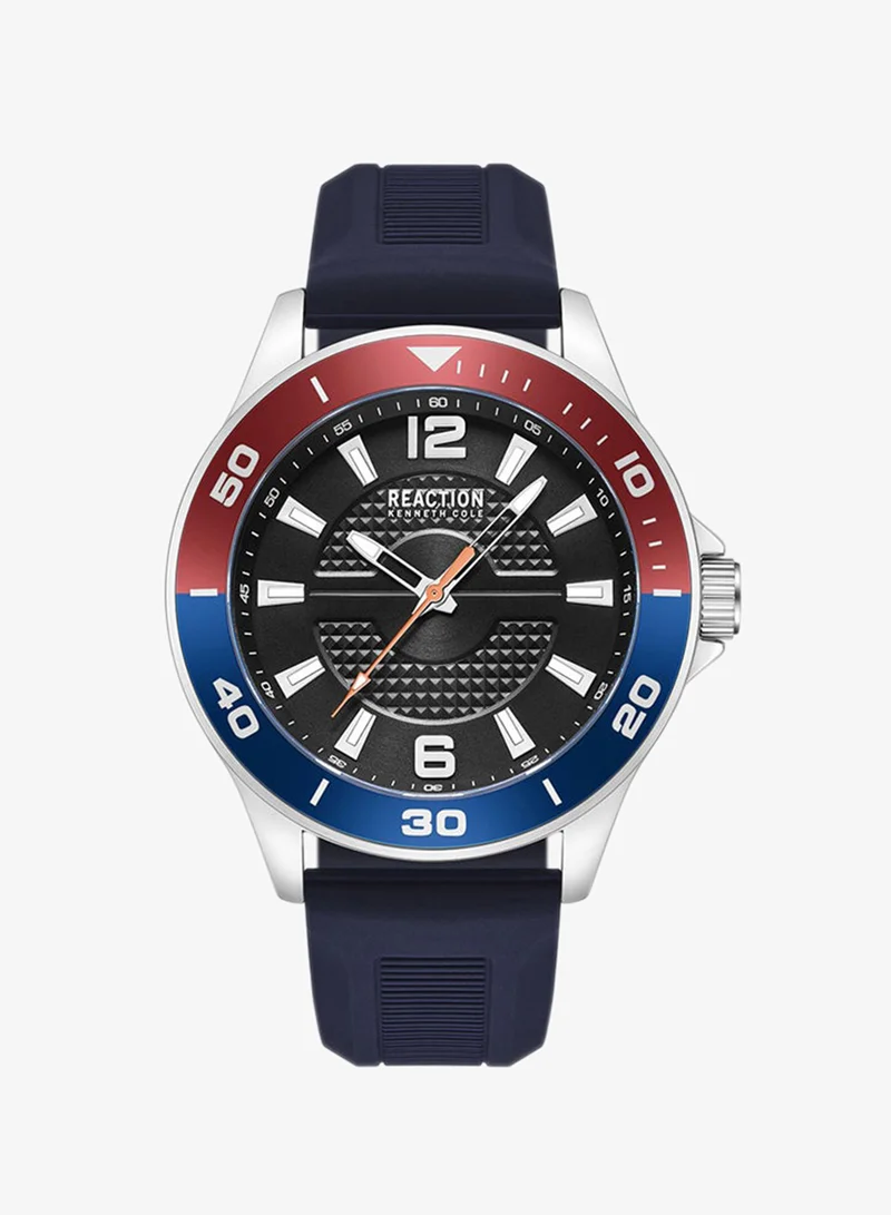 Kenneth Cole Reaction Analog Gents Watch With Blue Silicon Strap 46mm - KRWGM9007103
