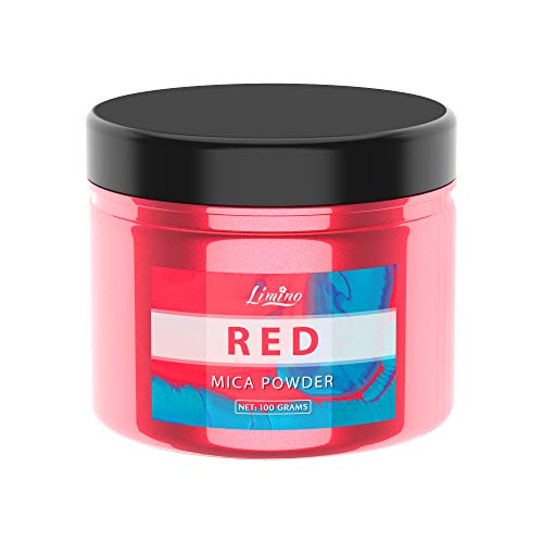 Limino Mica Powder Pure - 3.5oz Pearl Epoxy Resin Color Pigment - Cosmetic Grade Slime Coloring Pigment - Natural Soap Dye for Soap Making Supplies Kit, Bath Bomb Colorant, Paint, Nail Art (Red) - Image 1