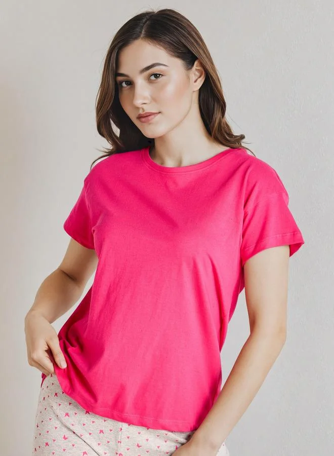 سبلاش فيڤ طقم بيجامة مطبوعة وقميص بياقة دائرية