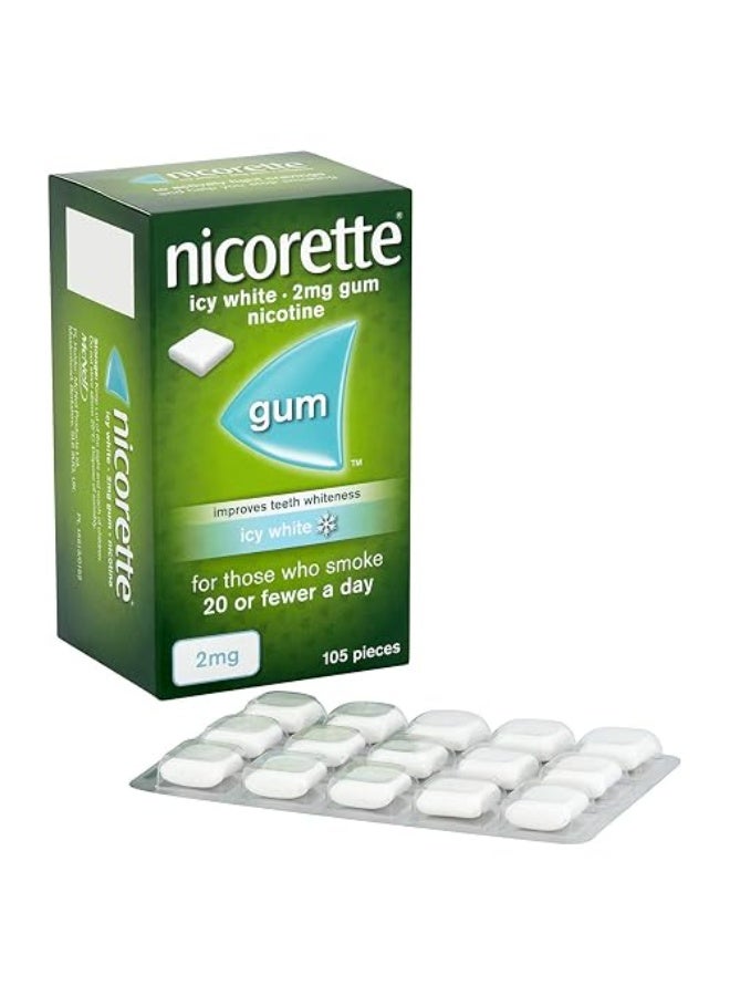 NICORETTE ICY WHITE, 2 MG, CHEWING GUM, 105'S - Image 1
