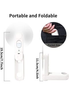 ACTION Handheld Fan with 350 mAh Powerbank Max 2Hours Runtime,Pocket Fan Portable Battery Operated USB Powered Folding Personal Fan,2 Speeds,Gifts for Women Men Kids Gift for Festival-White Mini Handheld Fan  - Image 4