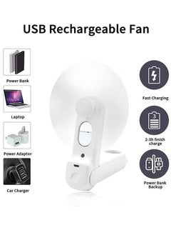 ACTION Handheld Fan with 350 mAh Powerbank Max 2Hours Runtime,Pocket Fan Portable Battery Operated USB Powered Folding Personal Fan,2 Speeds,Gifts for Women Men Kids Gift for Festival-White Mini Handheld Fan  - Image 5