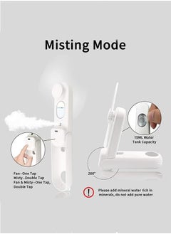 ACTION Handheld Fan with 350 mAh Powerbank Max 2Hours Runtime,Pocket Fan Portable Battery Operated USB Powered Folding Personal Fan,2 Speeds,Gifts for Women Men Kids Gift for Festival-White Mini Handheld Fan  - Image 3