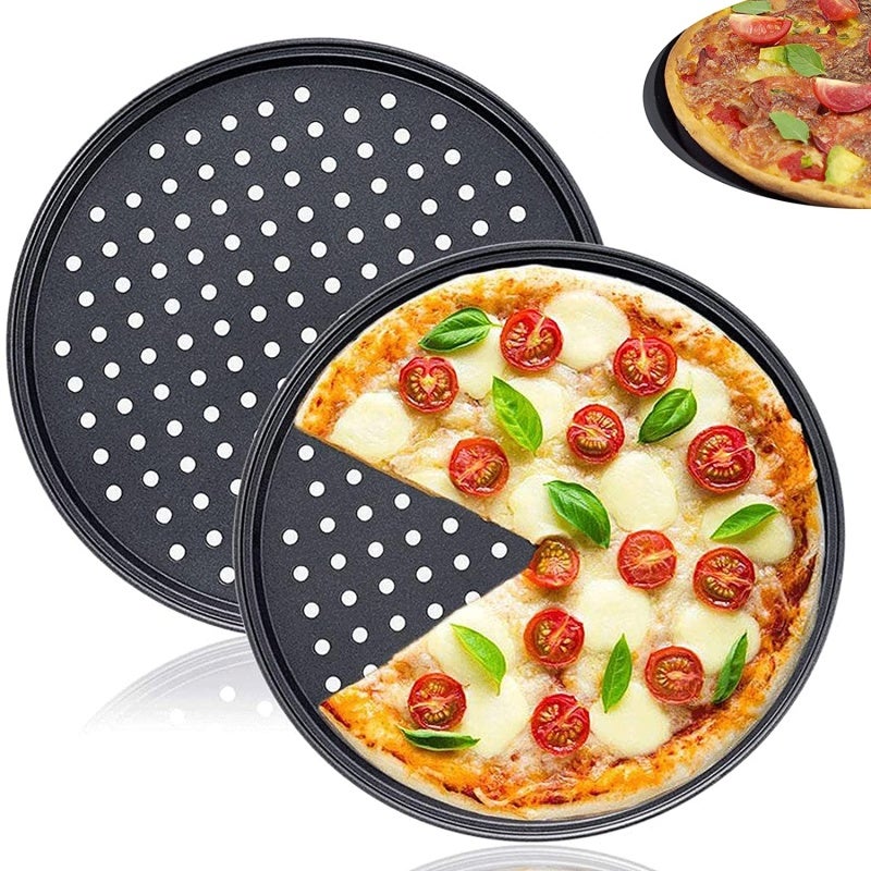 Pizza Pan 12-Inch Durable Cold-Rolled Sheet Metal Construction - Premium Stainless Steel Design Round Baking Tray Set Of 2 for Standard Ovens - Image 3