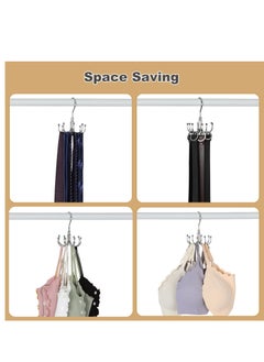 Excefore Pack of 2 Belt Hanger For Closet , 360°Swivel Belt Rack, Belt Organizer With 8 Hanging Hooks, Accessory Organizers For Belt, Dog Collar, Tie, Tank Top, Bra, Purse, Scarf, Silver  - Image 4