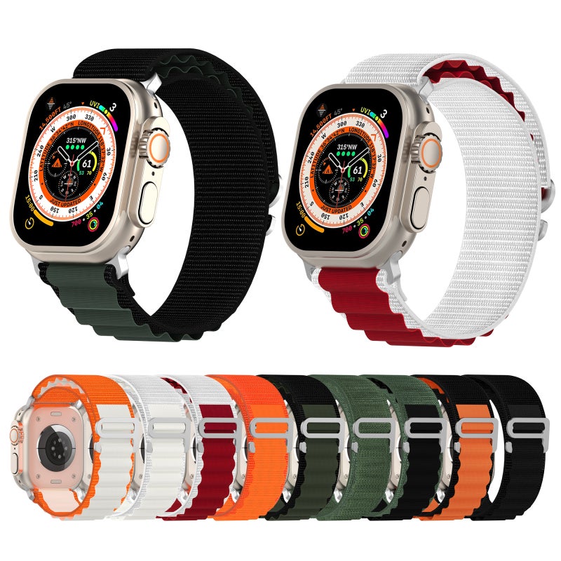 erorex Double Color Nylon Watch Band For Apple Watch Ultra 49Mm(Orange) - Image 3