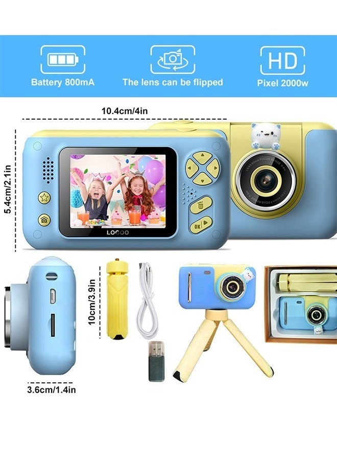 Kids Camera – 40MP Digital Selfie Video Camcorder with 180° Flip Lens & 1080P HD Recording, Fun Toy Camera for Children Aged 6-12, Ideal Birthday Gift for Boys & Girls – Compact & Easy to Use (Blue)  - Image 2