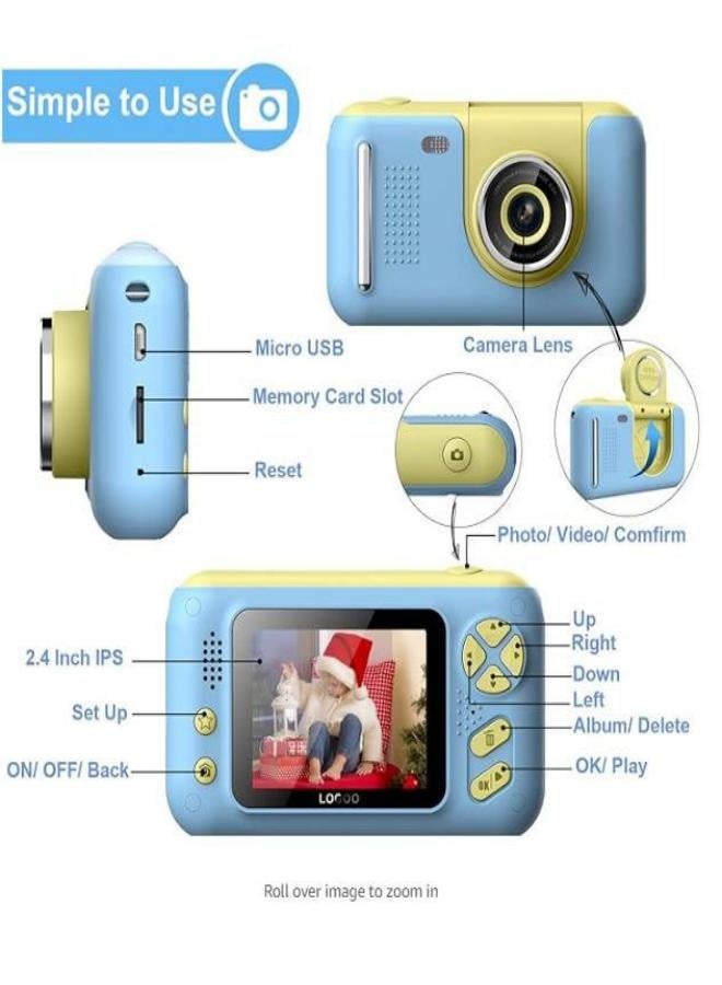 Kids Camera – 40MP Digital Selfie Video Camcorder with 180° Flip Lens & 1080P HD Recording, Fun Toy Camera for Children Aged 6-12, Ideal Birthday Gift for Boys & Girls – Compact & Easy to Use (Blue)  - Image 3