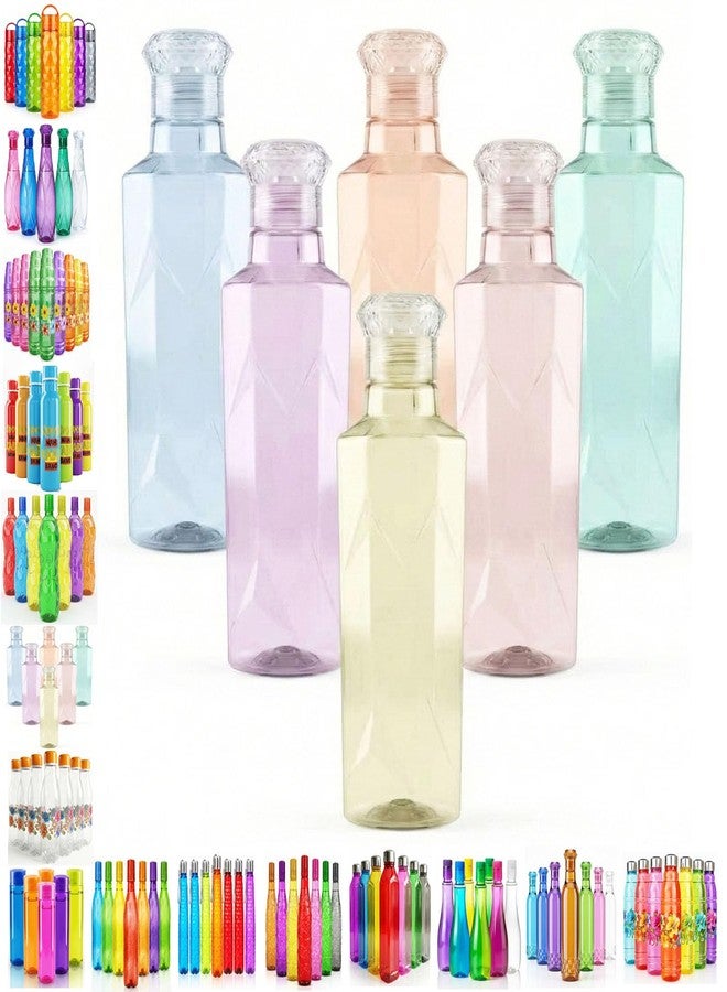SAI PRASEEDA Unbreakable 1 Litre Jewel Cap Designer Water Bottles | Pack of 3 | Multicolor | Leakproof Screw Cap | BPA-Free | Bottles for Fridge, Gym, Home, Office, School and Travel - Image 1