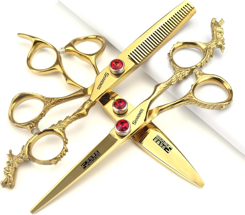 SHARONDS 67 inch Professional Hair Cutting Scissors Set Hair Cutting Scissors Thinning Teeth Shears SetSliver ScissorsBarberSalonHairdressing Scissors KitJapanese 440C Scissors 6inch 3pcB