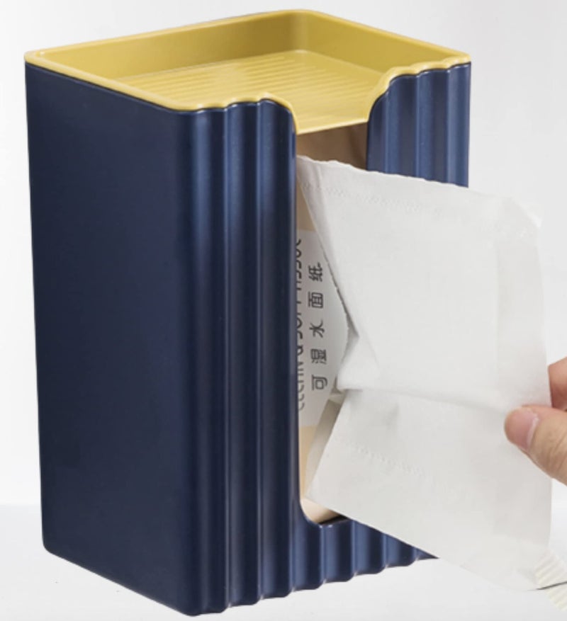 BeFunky Facial Tissue Cover Box Punch Free Wall Mounted Bathroom Holder for Vanity, Countertops, Desk, Office (Blue) - Image 1