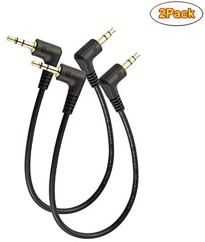 MMNNE 2Pack 7inch 3.5mm Male Right Angle to 3.5mm Male Right Angle Gold Stereo Audio Cable - Image 2