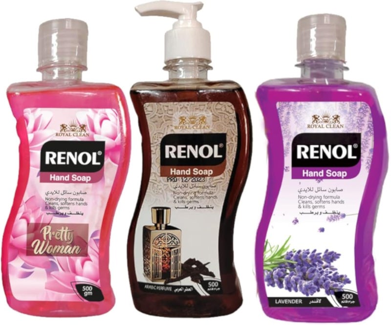 Renol hand soap 500ml pump +2 hand soap refill