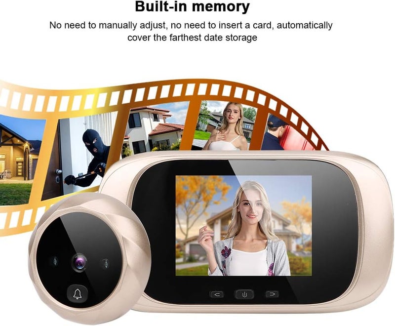 klarako Wireless Digital Door Peephole 2.8in LCD Display, IR Night Vision Door Viewer with Camera Home Security System(Gold) Gold - Image 3