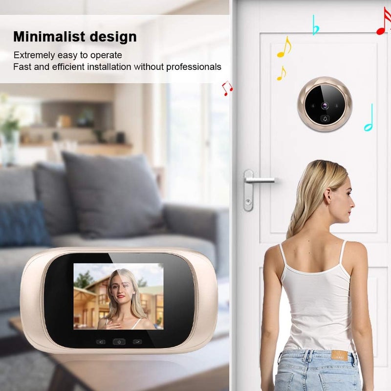 klarako Wireless Digital Door Peephole 2.8in LCD Display, IR Night Vision Door Viewer with Camera Home Security System(Gold) Gold - Image 2