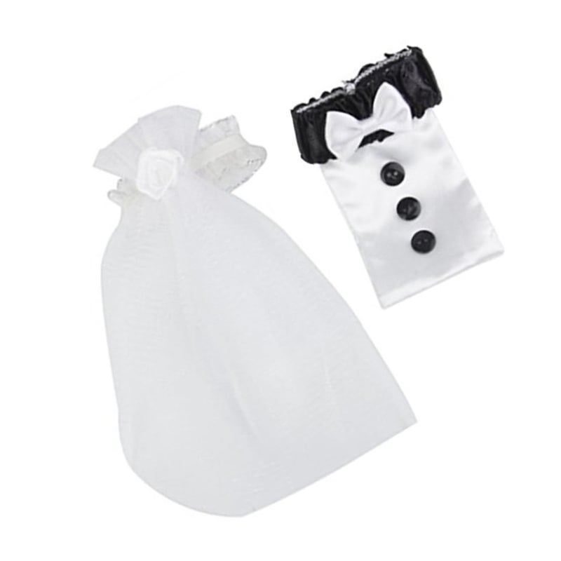2Pcs Wine Glass Covers Wedding Decor Bride Groom Champagne Cup Protectors - Image 2