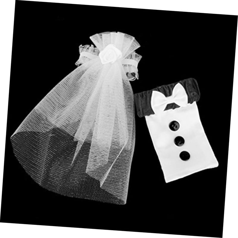 2Pcs Wine Glass Covers Wedding Decor Bride Groom Champagne Cup Protectors - Image 3